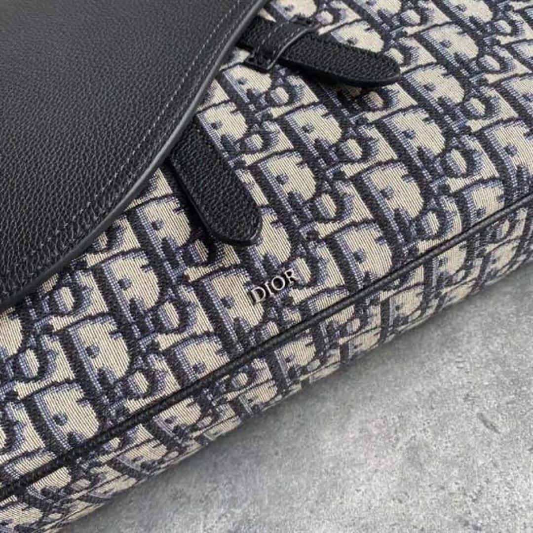 DIOR OBLIQUE JACQUARD AND BLACK GRAINED CALFSKIN BEIGE/BLACK