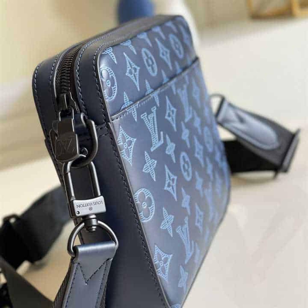 LOUIS VUITTON DUO MESSENGER BAG NAVY BLUE MONOGRAM SHADOW COWHIDE LEATHER