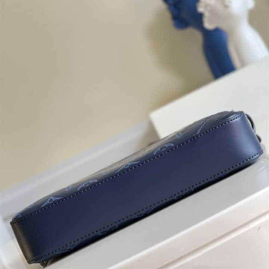 LOUIS VUITTON DUO MESSENGER BAG NAVY BLUE MONOGRAM SHADOW COWHIDE LEATHER