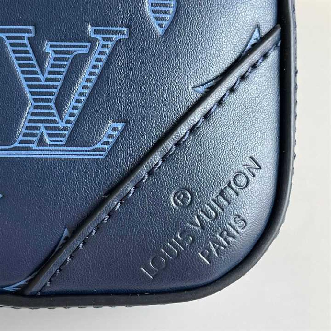 LOUIS VUITTON DUO MESSENGER BAG NAVY BLUE MONOGRAM SHADOW COWHIDE LEATHER