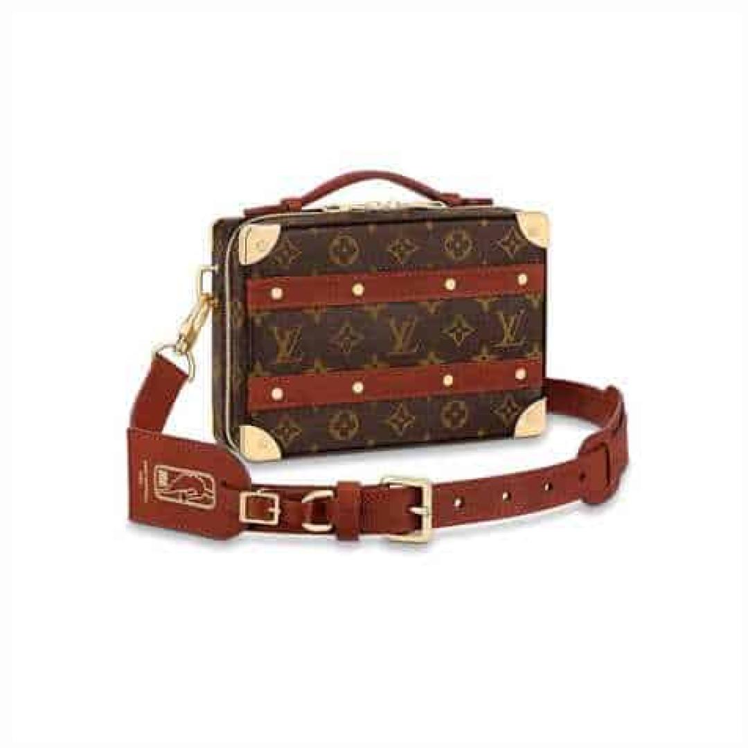 LOUIS VUITTON X NBA HANDLE TRUNK MONOGRAM COATED CANVAS TEXTILE LINING IN BROWN