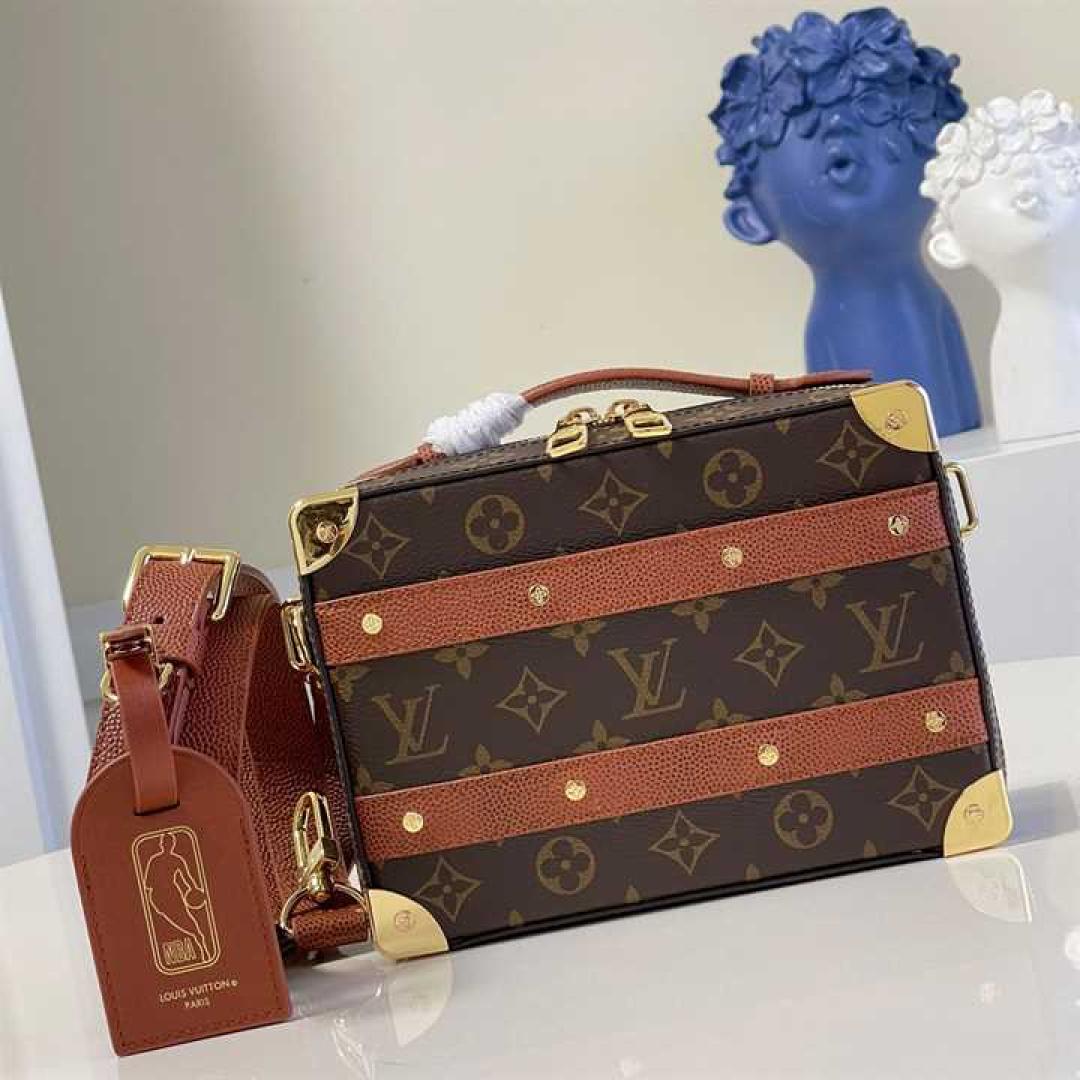LOUIS VUITTON X NBA HANDLE TRUNK MONOGRAM COATED CANVAS TEXTILE LINING IN BROWN