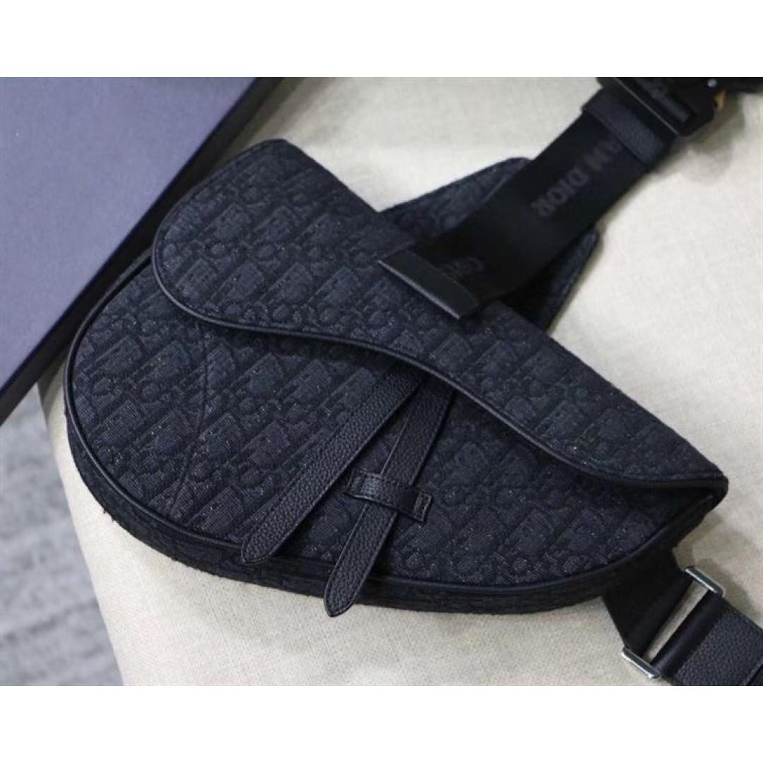 SADDLE BAG BLACK DIOR OBLIQUE JACQUARD