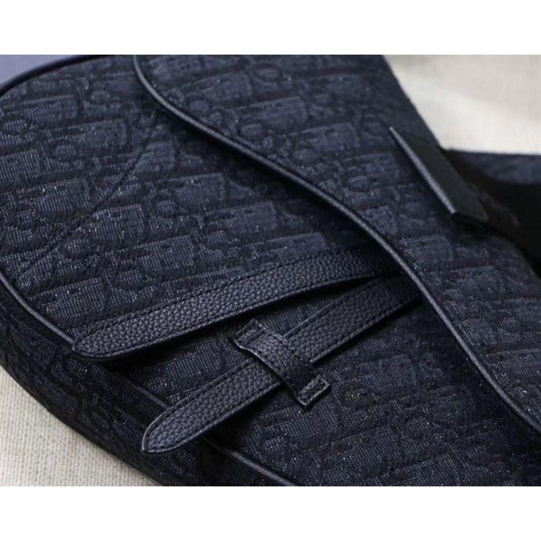 SADDLE BAG BLACK DIOR OBLIQUE JACQUARD