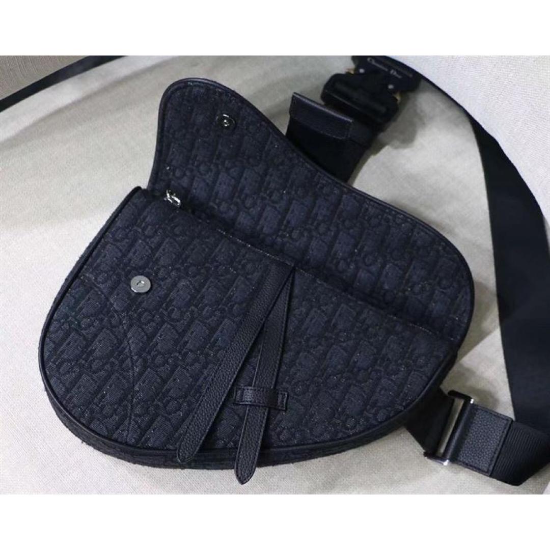 SADDLE BAG BLACK DIOR OBLIQUE JACQUARD