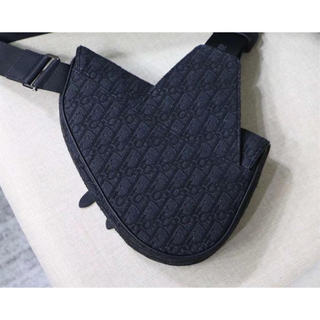 SADDLE BAG BLACK DIOR OBLIQUE JACQUARD