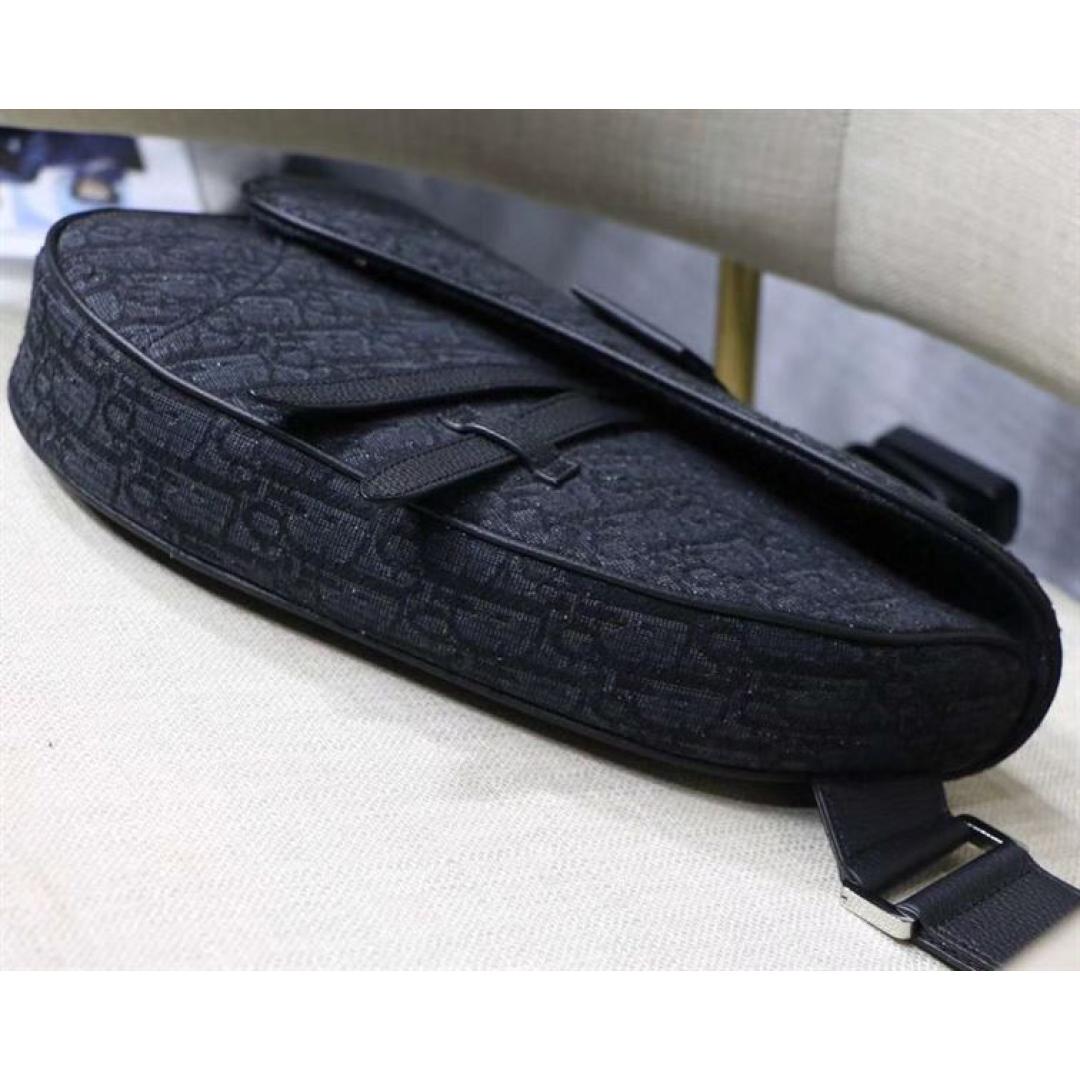 SADDLE BAG BLACK DIOR OBLIQUE JACQUARD