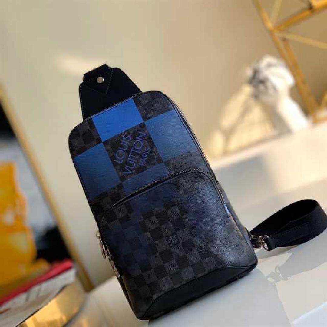 LOUIS VUITTON AVENUE SLING BAG BLUE DAMIER GRAPHITE GIANT CANVAS