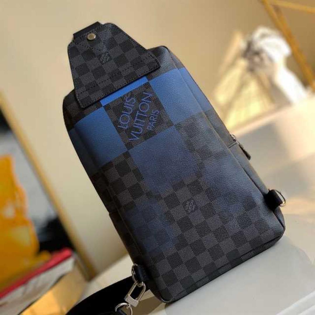 LOUIS VUITTON AVENUE SLING BAG BLUE DAMIER GRAPHITE GIANT CANVAS