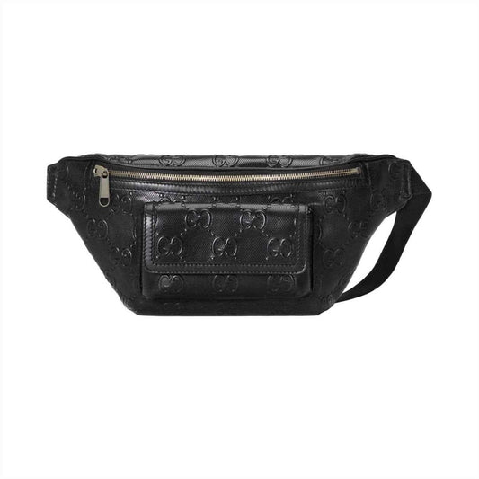 GUCCI GG EMBOSSED BELT BAG IN BLACK GG EMBOSSED LEATHER