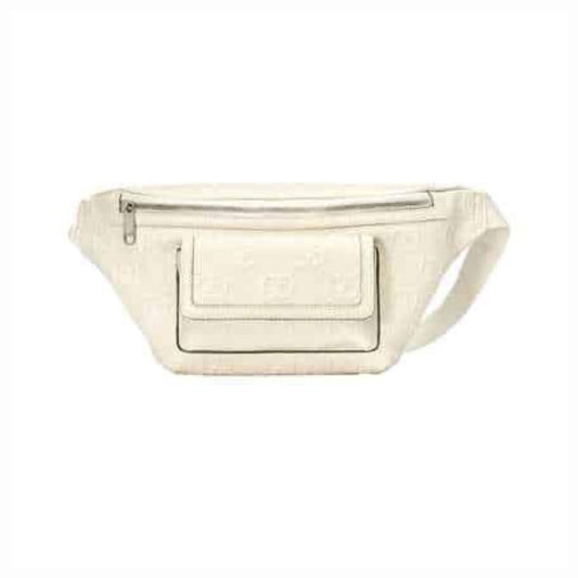GUCCI GG EMBOSSED BELT BAG IN WHITE GG EMBOSSED LEATHER