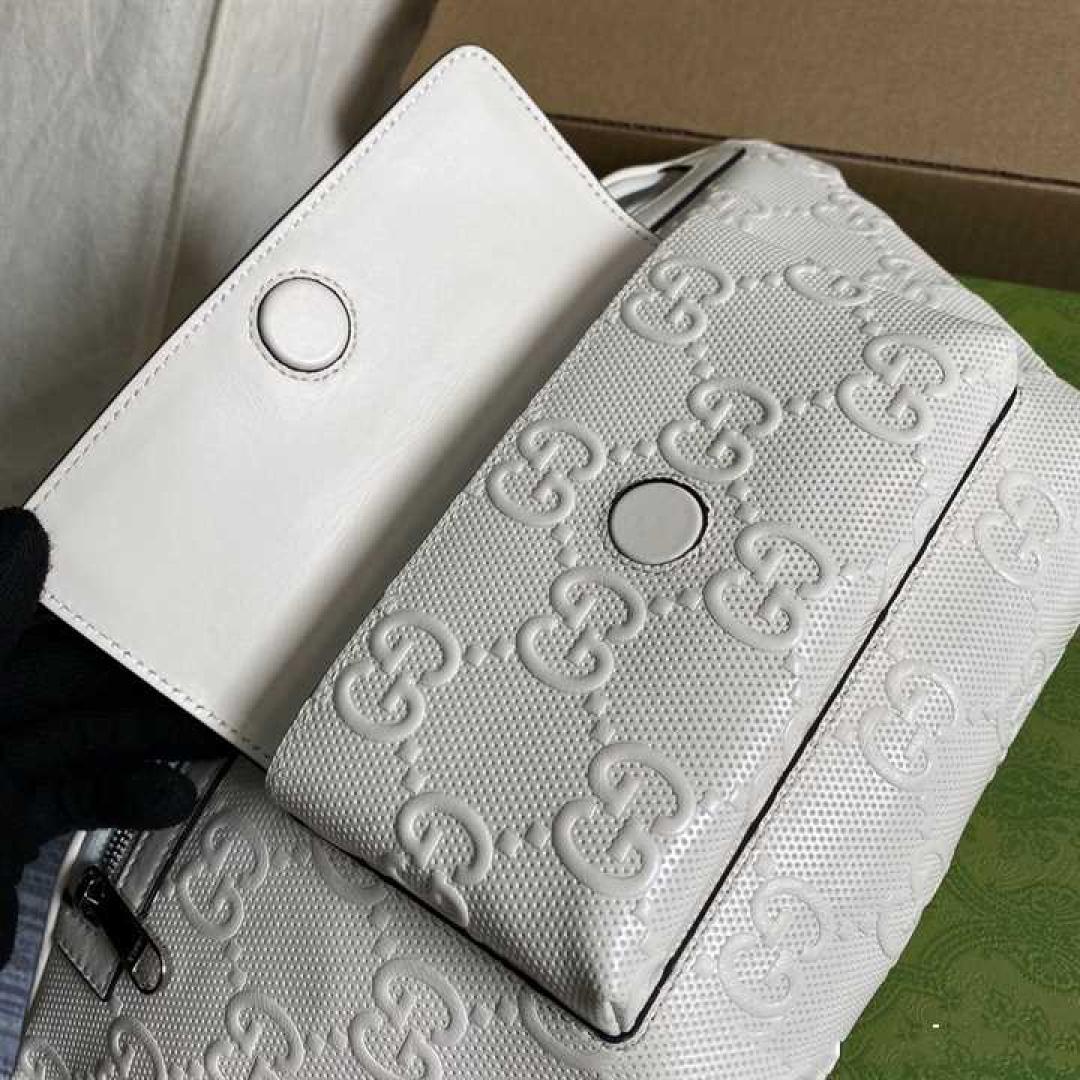 GUCCI GG EMBOSSED BELT BAG IN WHITE GG EMBOSSED LEATHER