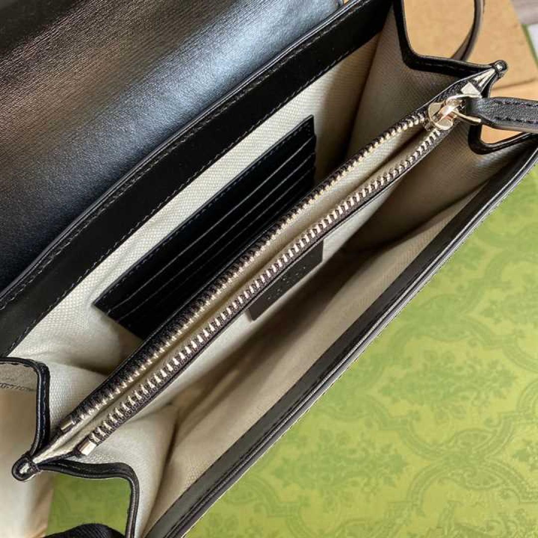 GUCCI GG EMBOSSED MESSENGER BAG BLACK GG EMBOSSED LEATHER COTTON LINEN LINING