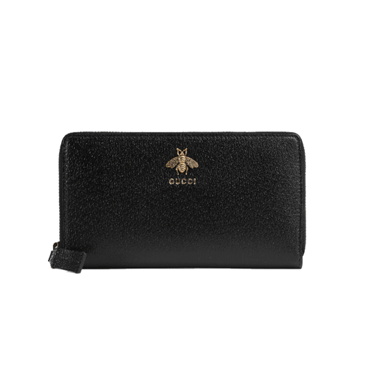 GUCCI ANIMALIER LEATHER ZIP AROUND WALLET
