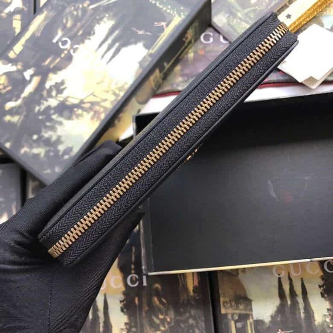 GUCCI ANIMALIER LEATHER ZIP AROUND WALLET