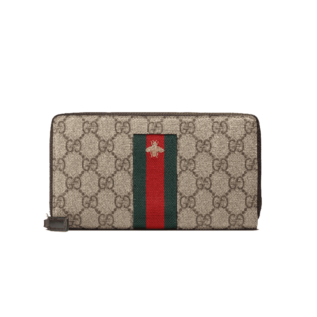 GUCCI WEB GG SUPREME ZIP AROUND WALLET