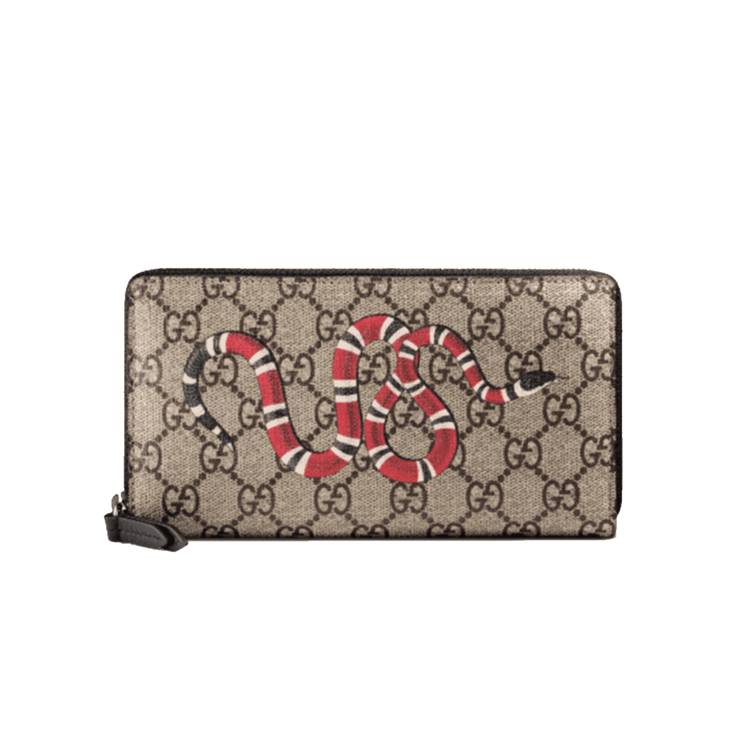GUCCI WALLET KINGSNAKE PRINT GG SUPREME ZIP