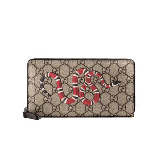 GUCCI WALLET KINGSNAKE PRINT GG SUPREME ZIP