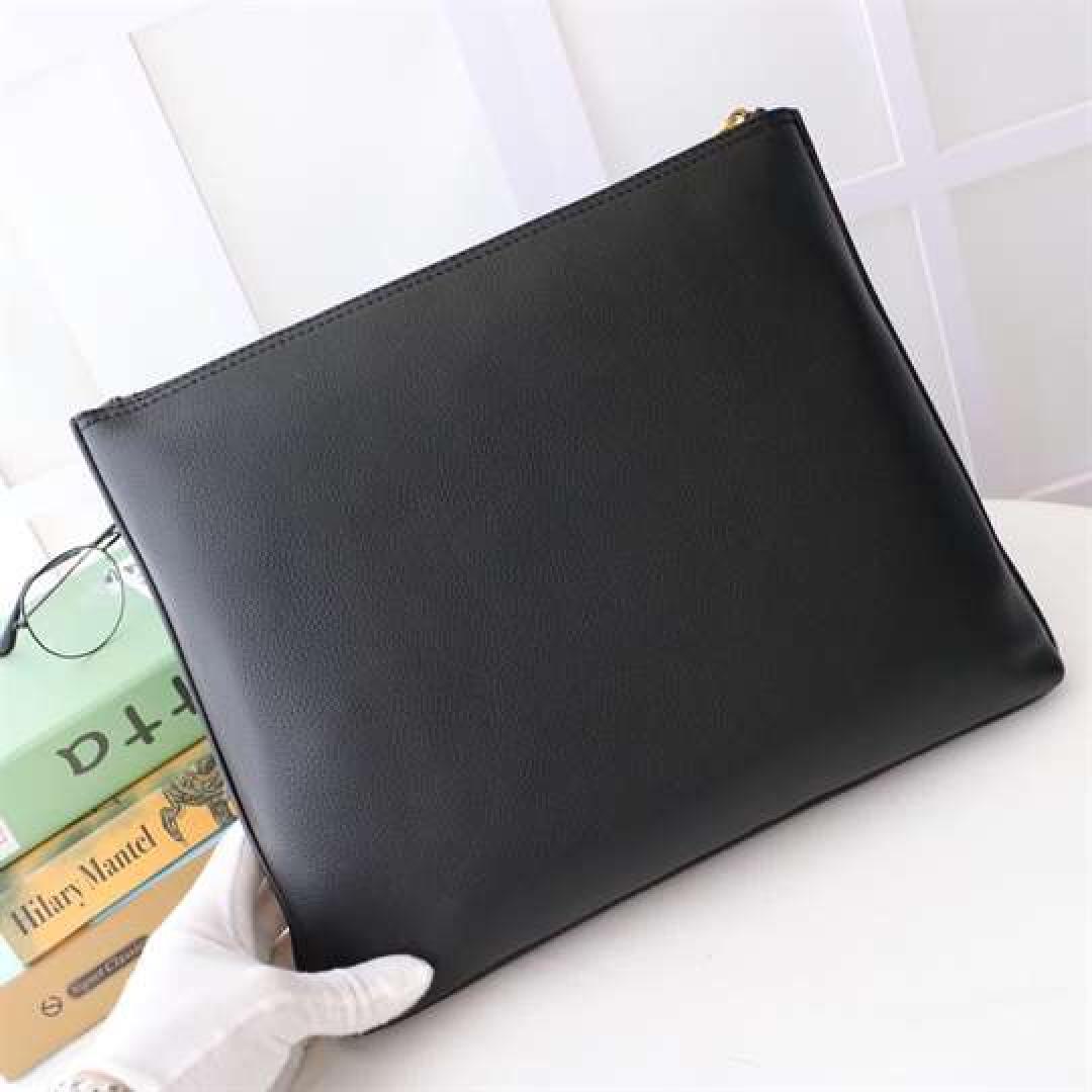 GUCCI LARGE CLUTCH PURSE BLACK LEATHER GG LOGO WEB