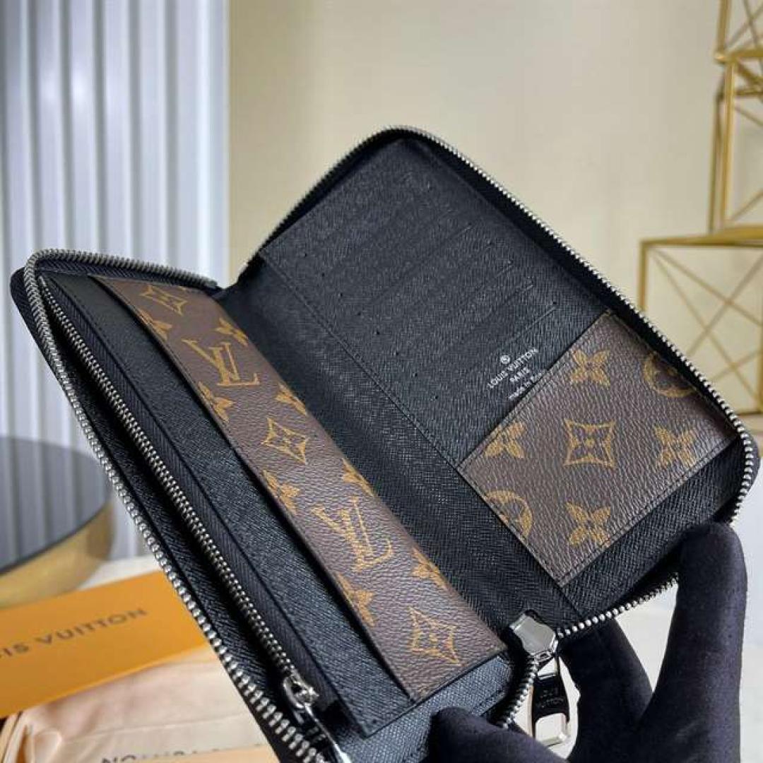LOUIS VUITTON ZIPPY WALLET VERTICAL MONOGRAM MACASSAR CANVAS