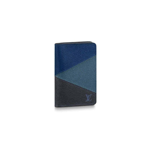 LOUIS VUITTON POCKET ORGANIZER BLUE MONOCHROME TAIGA LEATHER