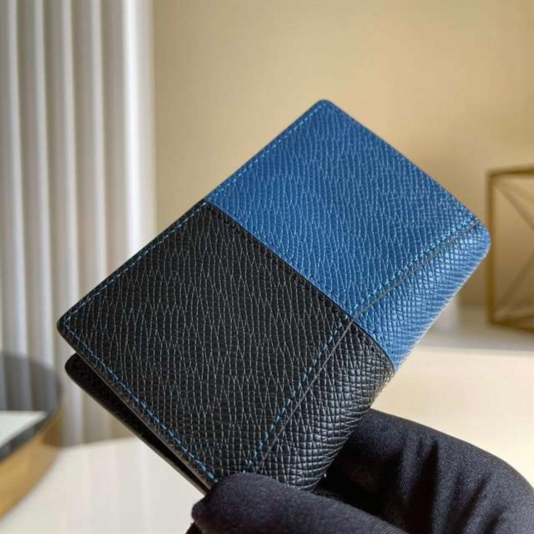 LOUIS VUITTON POCKET ORGANIZER BLUE MONOCHROME TAIGA LEATHER
