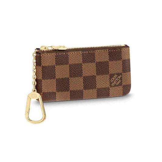 M62650 LOUIS VUITTON KEY POUCH DAMIER EBENE COATED CANVAS IN BROWN