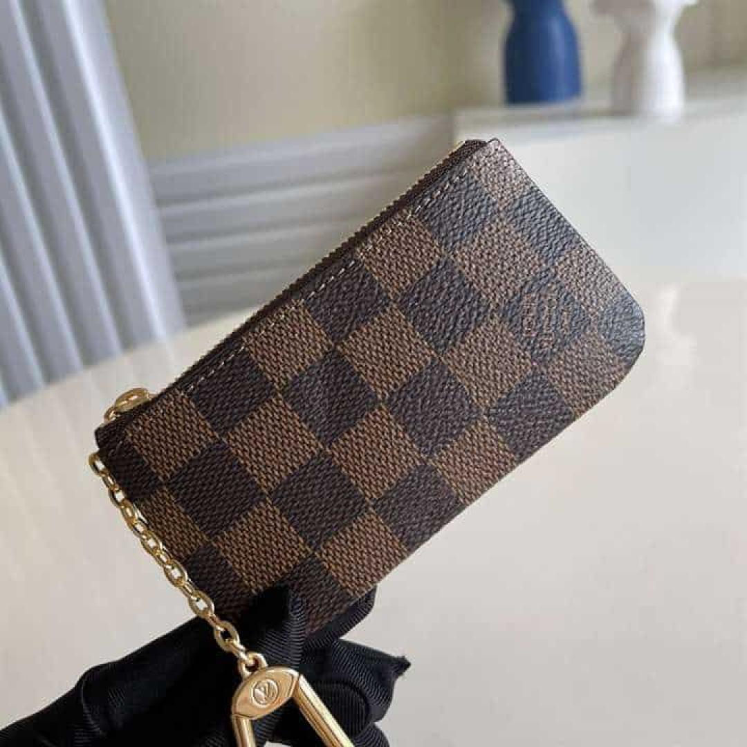 M62650 LOUIS VUITTON KEY POUCH DAMIER EBENE COATED CANVAS IN BROWN
