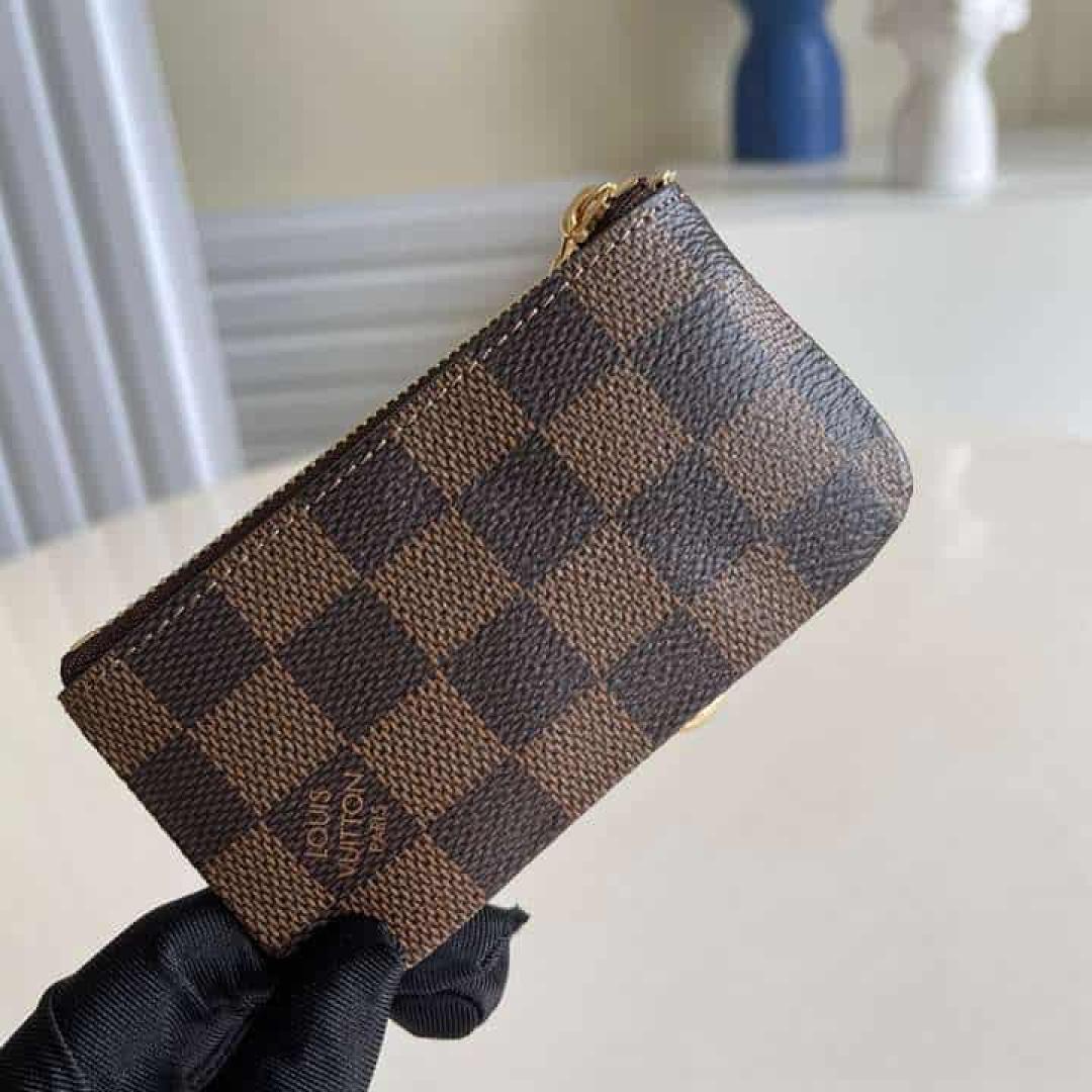 M62650 LOUIS VUITTON KEY POUCH DAMIER EBENE COATED CANVAS IN BROWN