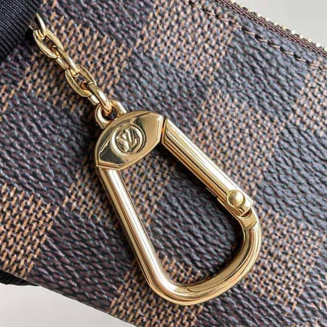 M62650 LOUIS VUITTON KEY POUCH DAMIER EBENE COATED CANVAS IN BROWN