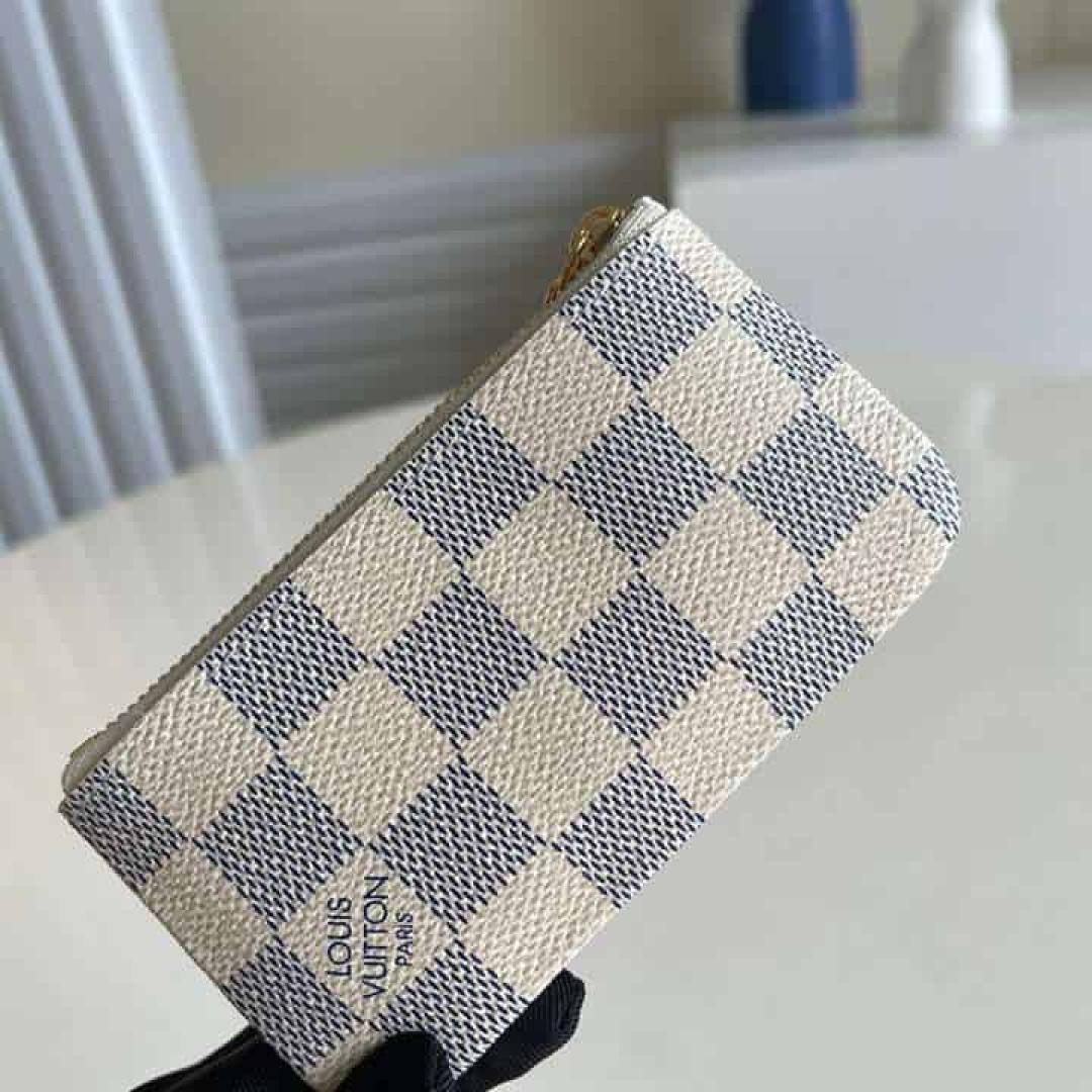 N62659 LOUIS VUITTON KEY POUCH DAMIER AZUR COATED CANVAS