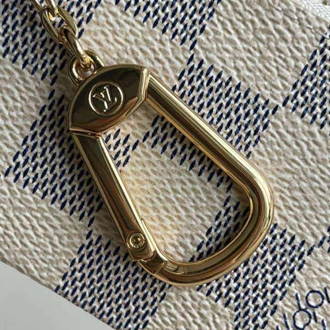 N62659 LOUIS VUITTON KEY POUCH DAMIER AZUR COATED CANVAS