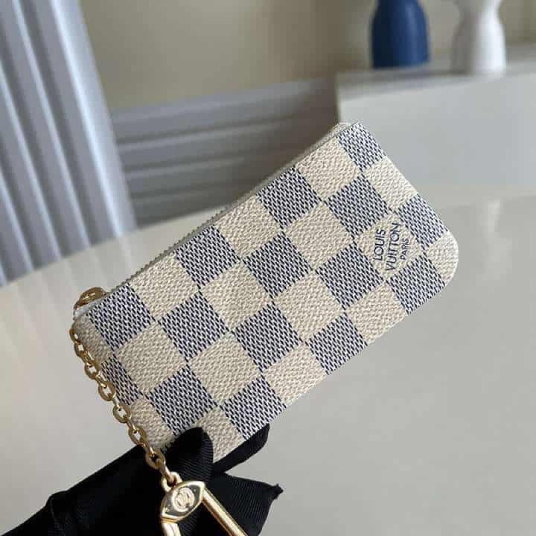 N62659 LOUIS VUITTON KEY POUCH DAMIER AZUR COATED CANVAS