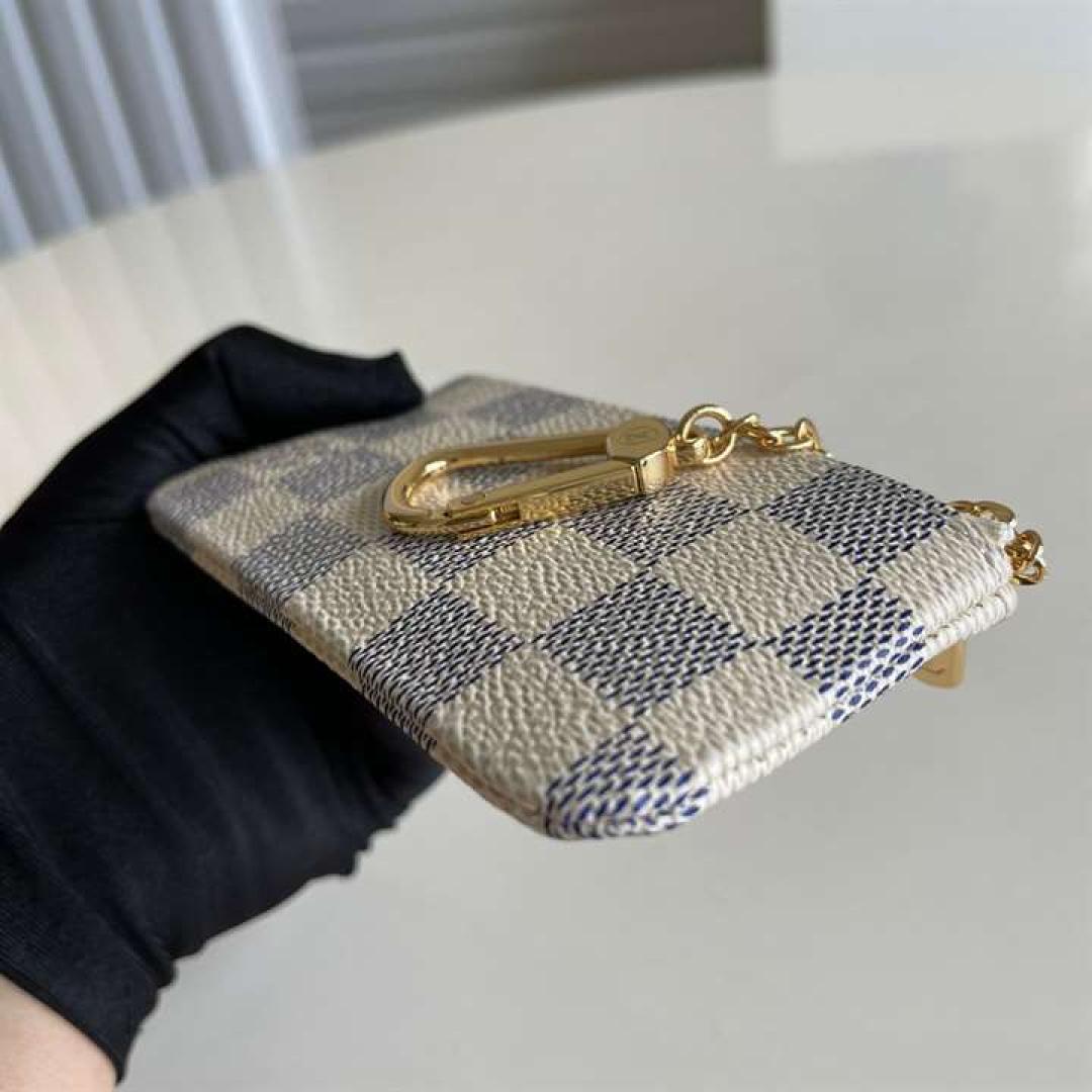 N62659 LOUIS VUITTON KEY POUCH DAMIER AZUR COATED CANVAS