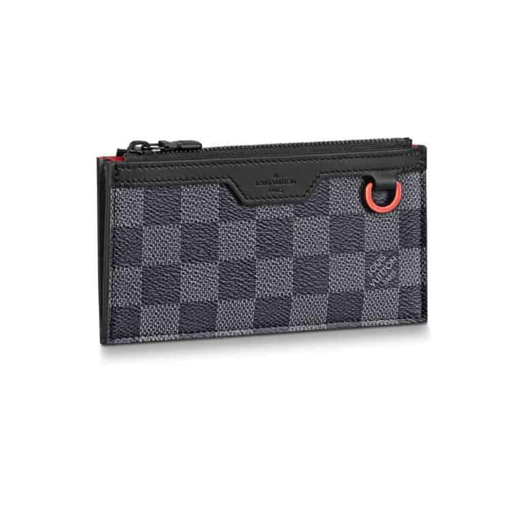 N60354 LOUIS VUITTON UTILITY COIN HOLDER DAMIER GRAPHITE COATED CANVAS