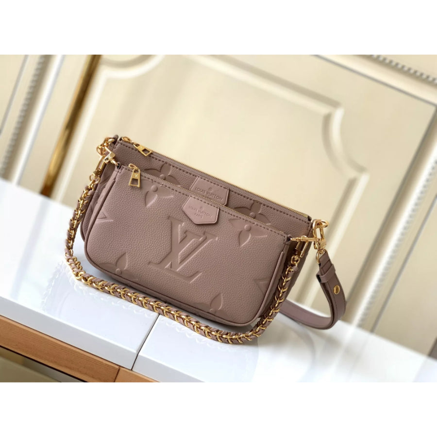 LOUIS VUITTON THREE PIECE MAHJONG BAG, FULL LEATHER PRINTING