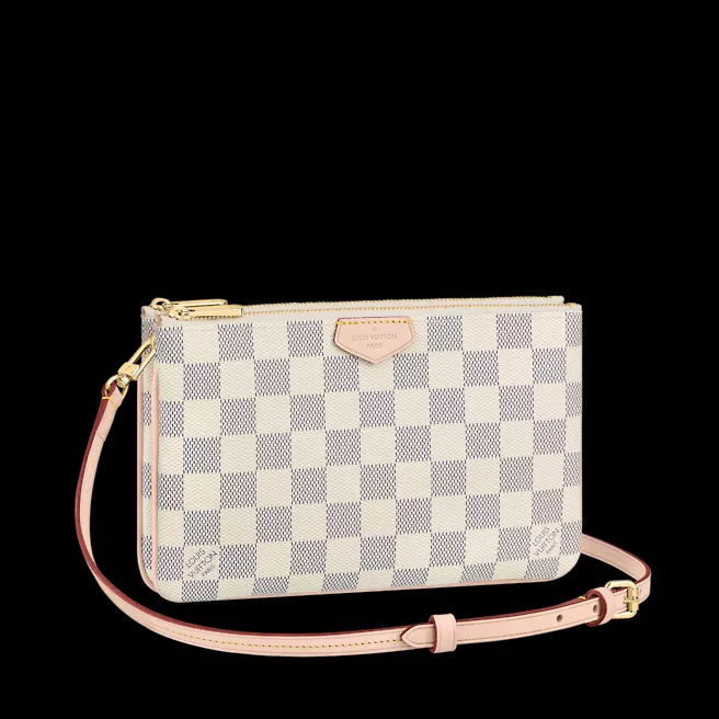 LOUIS VUITTON 7.9 X 4.9 X 1.2 INCH DOUBLE ZIP POCHETTE LV HAND BAGS