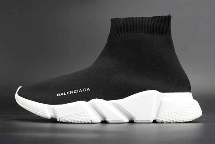 BALENCIAGA STRETCH MESH HIGH TOP SNEAKER BLACK WHITE