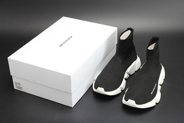 BALENCIAGA STRETCH MESH HIGH TOP SNEAKER BLACK WHITE