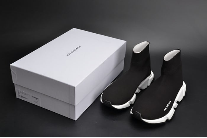 BALENCIAGA STRETCH MESH HIGH TOP SNEAKER BLACK WHITE