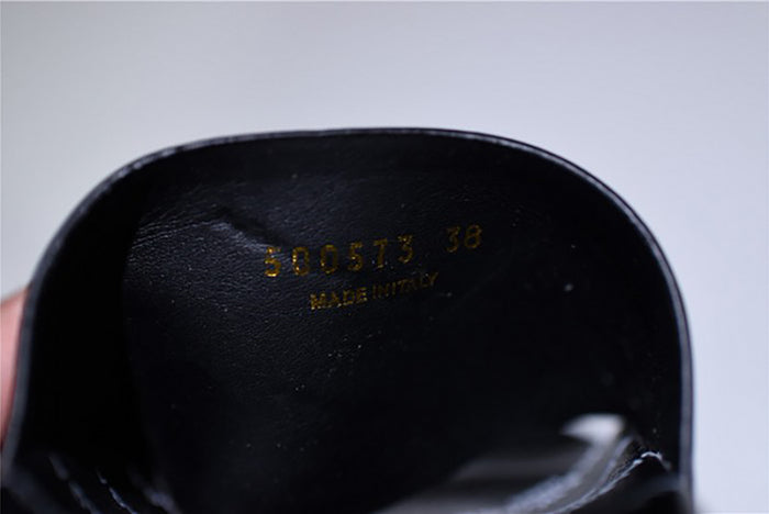 BALENCIAGA LOGO LEATHER SLIP-ON SANDALS ALL BLACK LOGO