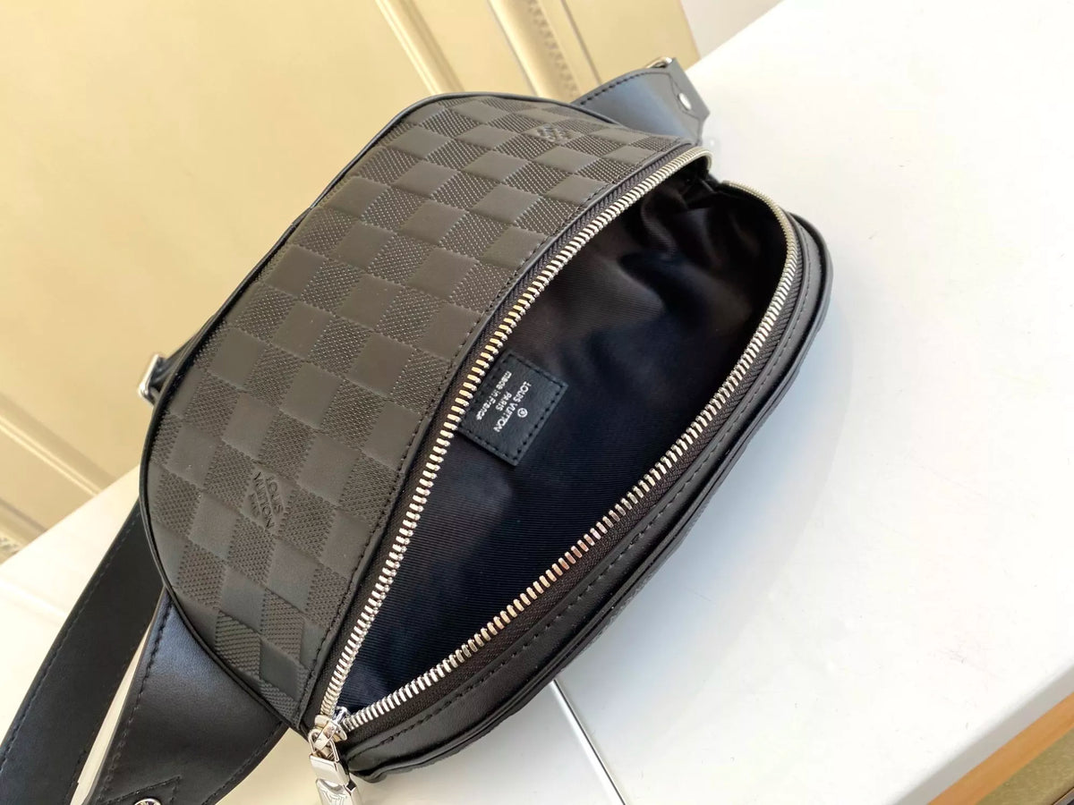 LOUIS VUITTON 26*13*7CM CAMPUS WAIST BAG, DAMIER GRAPHITE COATED CANVAS / DAMIER INFINI CHECKERBOARD LEATHER