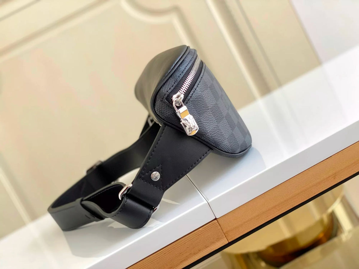 LOUIS VUITTON 26*13*7CM CAMPUS WAIST BAG, DAMIER GRAPHITE COATED CANVAS / DAMIER INFINI CHECKERBOARD LEATHER