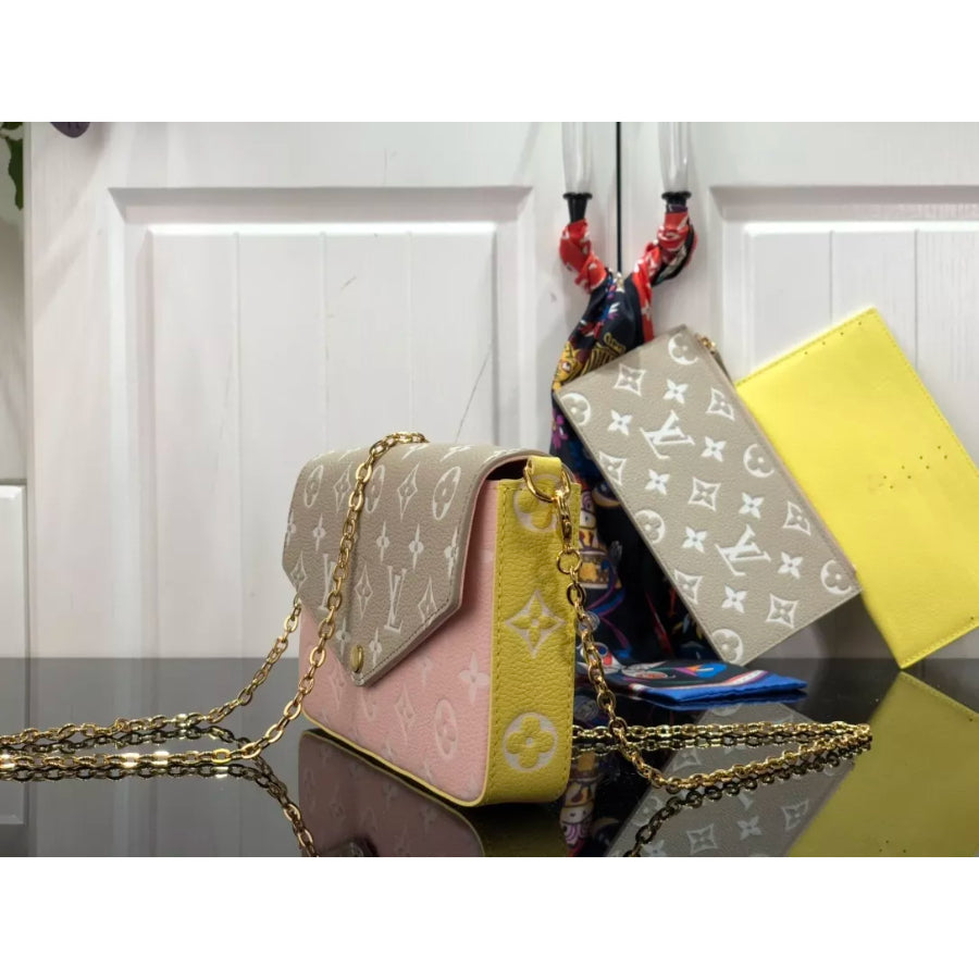 LOUIS VUITTON 21*12*3CM SPRING IN THE CITY CAPSULE SERIES, POCHETTE FELICIE CHAIN BAG, EMBOSSING