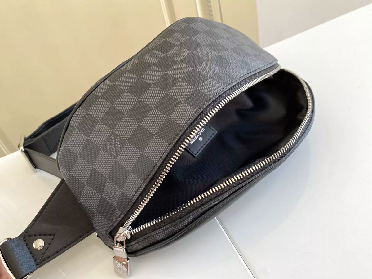 LOUIS VUITTON 26*13*7CM CAMPUS WAIST BAG, DAMIER GRAPHITE COATED CANVAS / DAMIER INFINI CHECKERBOARD LEATHER