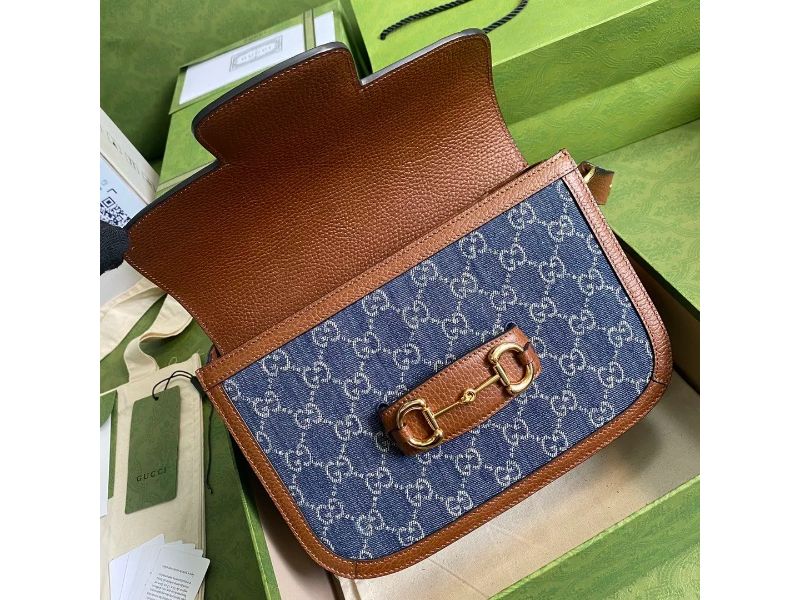 LOUIS VUITTON 25.5X18X6CM/20.5X14X5CM SADDLE BAG, DENIM / BROWN LEATHER