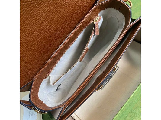 LOUIS VUITTON 25.5X18X6CM/20.5X14X5CM SADDLE BAG, DENIM / BROWN LEATHER