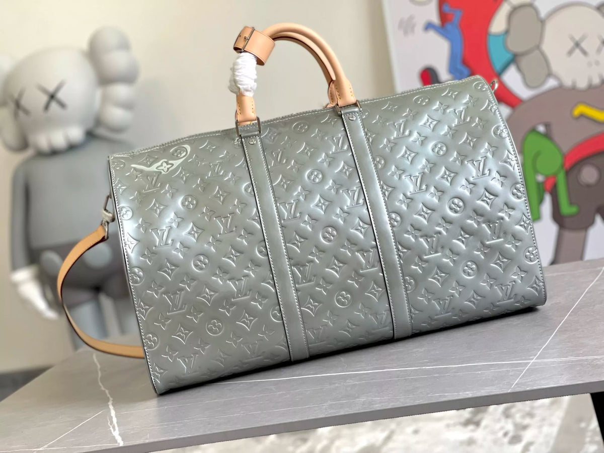 LOUIS VUITTON SAC PLAT KEEPALL BANDOULIÈRE 50 MONOGRAM MIRROR MIRROR VIRGIL ABLOH 50 X 29 X 23CM