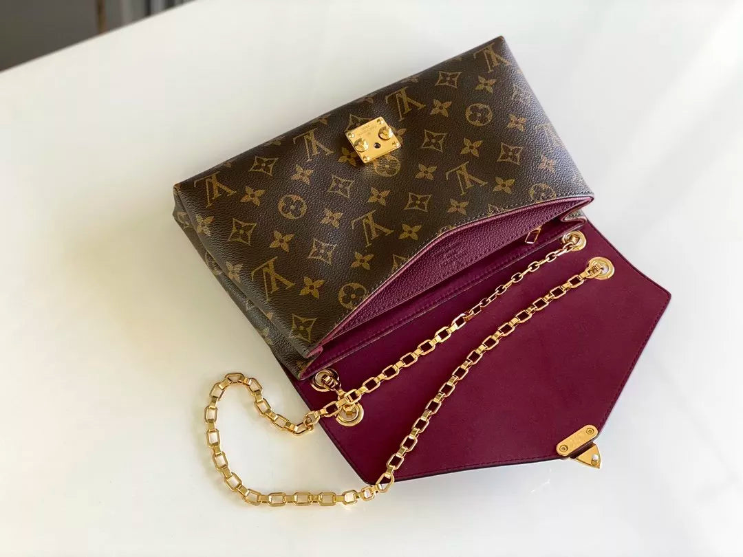 LOUIS VUITTON 26*17*6CM CHAIN HANDBAG, MONOGRAM CANVAS + CALF LEATHER