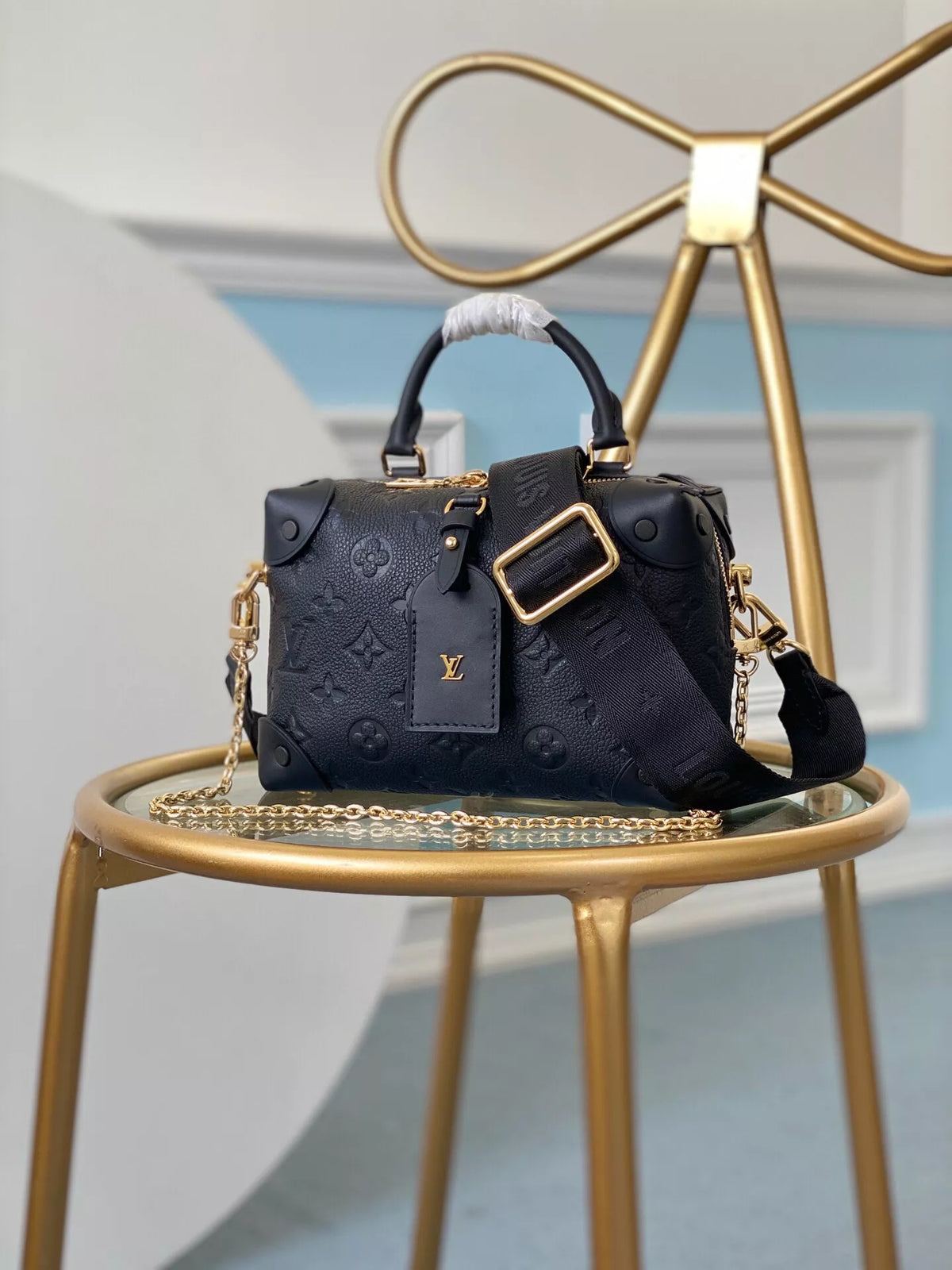 LOUIS VUITTON LEATHER PETITE MALLE SOUPLEMONOGR
